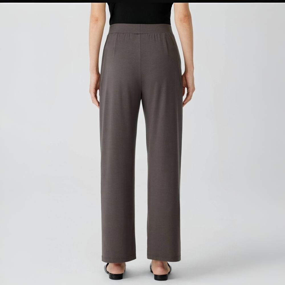 Eileen Fisher Viscose Blend Cigarette Straight Wide Leg Gray Minimalist Pants M - Picture 12 of 14